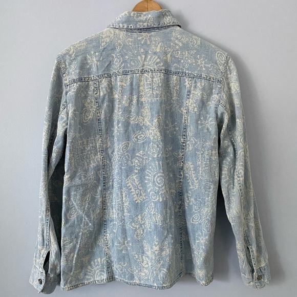 Chico's Cotton Denim Jacket / Shacket Sz O (Small), Lightweight, Patterned - Picture 2 of 9